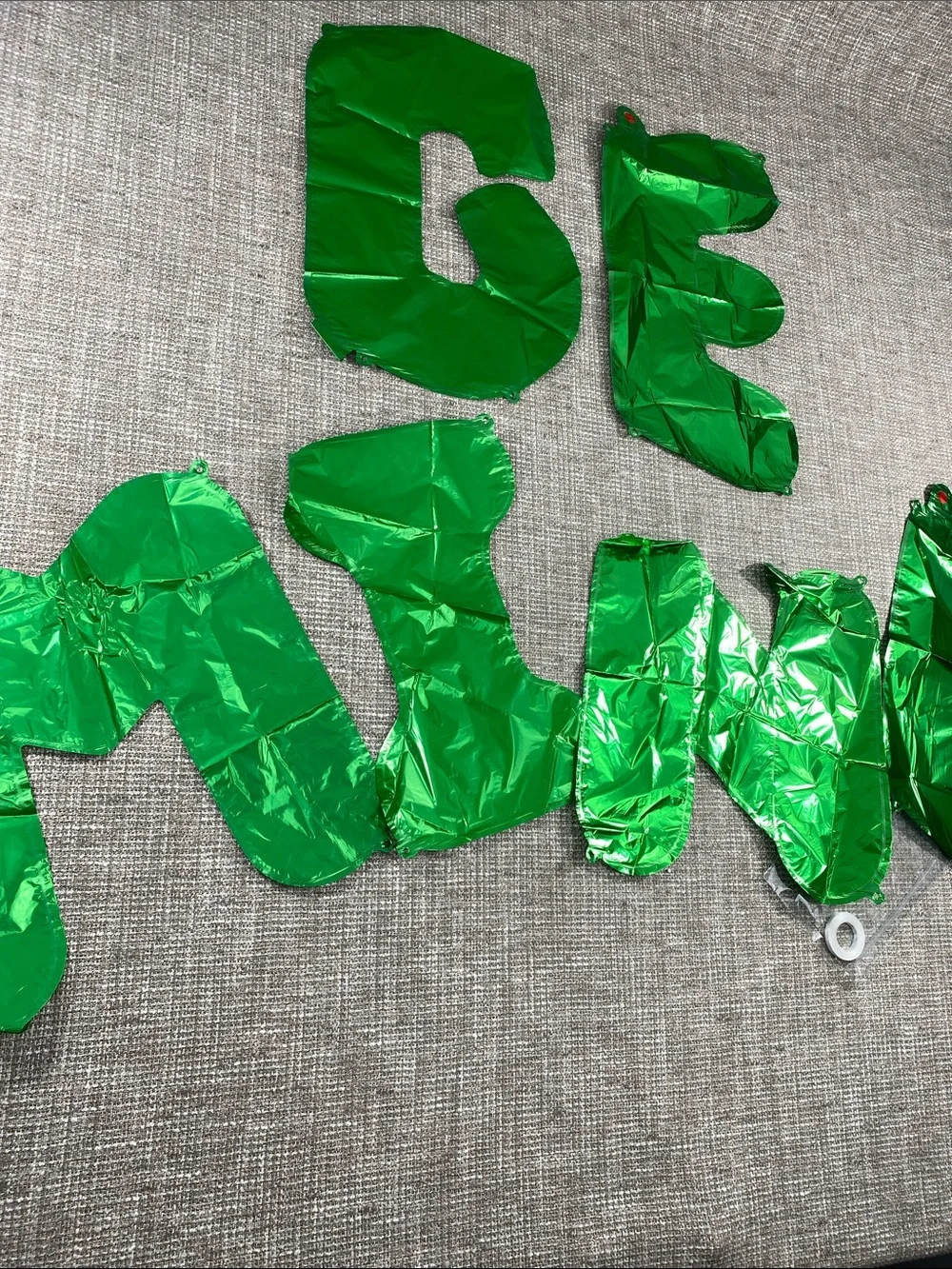 ‘Be Mine’ Green Letter Balloon Banner - Metallic Letter Decorations